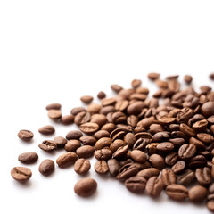 Obraz premium coffee beans pattern with side position provides copy space for text. background concept isolated white