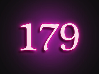 Pink glowing Neon light text effect of number 179.