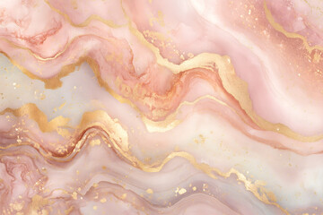 abstract Pink texture pattern marble gold watercolor background. Generative Ai.
