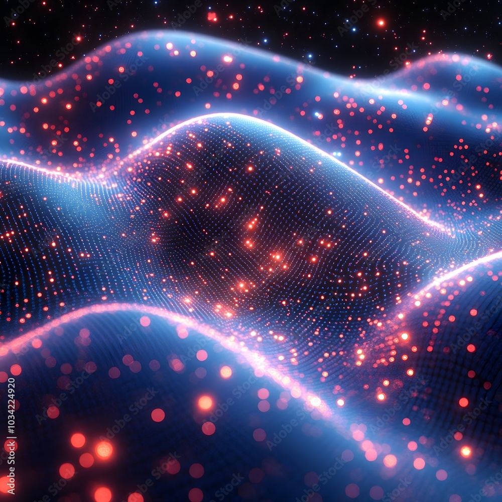 Poster futuristic digital backdrop with sleek gridded holographic and ethereal visual elements ideal for re