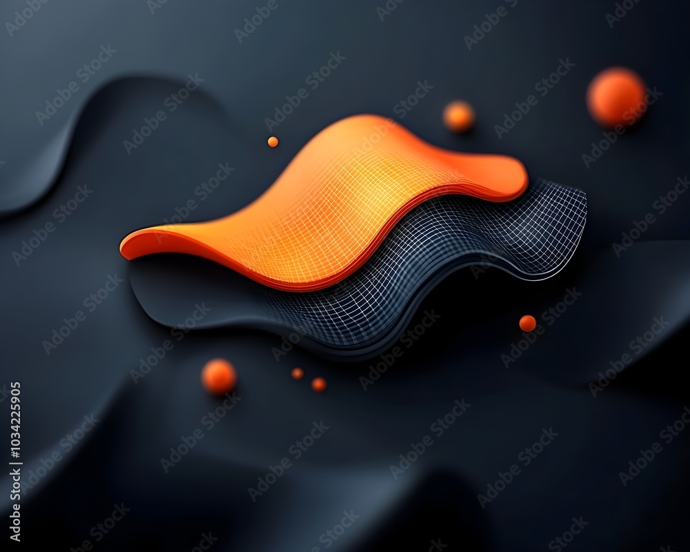 Poster futuristic digital backdrop with luminescent wireframe constructs undulating data visualization and 