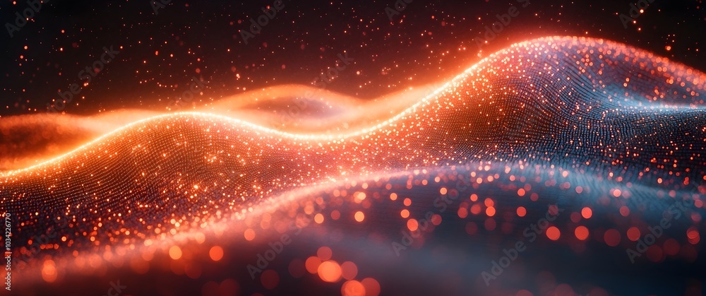 Poster captivating digital backdrop featuring a dynamic fractal like composition of iridescent and disperse