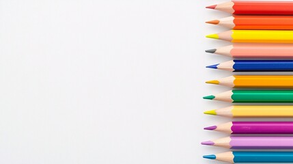 Fototapeta premium Minimalist Desk Setup with Organized Pencils and Pens - Vibrant Office Supplies Creating a Clean Workspace Aesthetic
