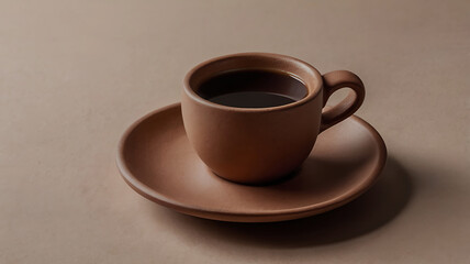 Coffee mug hot drink paper cup icon illustrated cinnamon and saucer wooden table realistic ove background