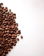 Obraz premium coffee beans pattern with side position provides copy space for text. background concept isolated white