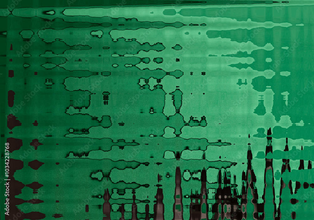 Aufkleber Abstract texture background. Premium designer sheet with deep emerald shade and elegant structure. Modern layers of artistic, distorted material create a visual glitch effect. Chic