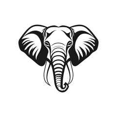 Minimalist Black and White Elephant Silhouette Vector Icon