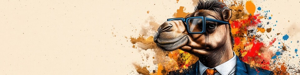 Stylish Camel in Business Attire with Glasses