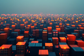 Fototapeta premium Urban shipping containers at sunset