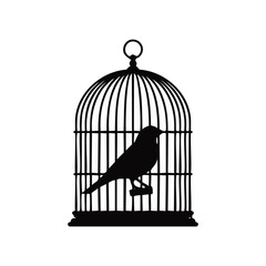 Charming Caged Bird Cartoon Vector for Digital Use