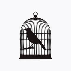 Fototapeta premium Cartoon Bird in Cage Vector Icon for Branding and Logos