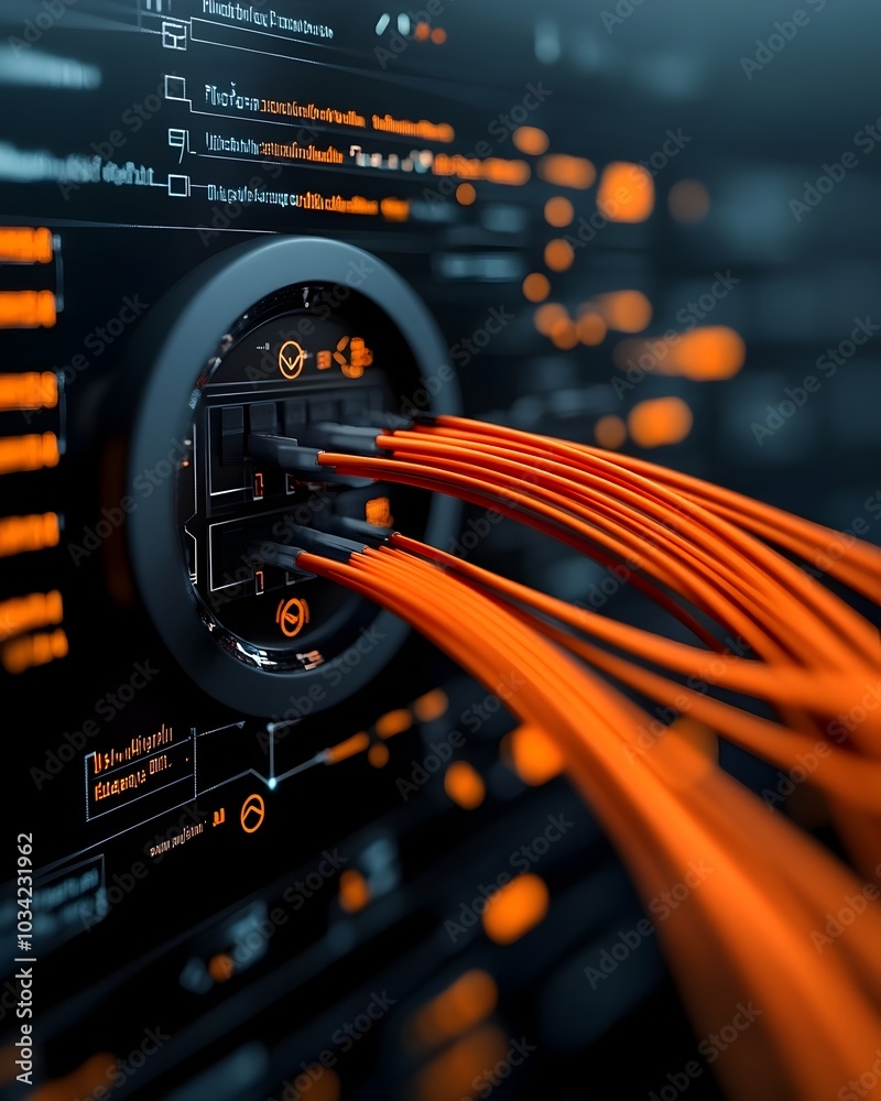 Poster visionary digital landscape showcasing adaptive neural architectures efficient data communication sy