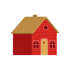 Red House Icon. Cute Xmas Decor. Hand Drawn Vector Illustration.		