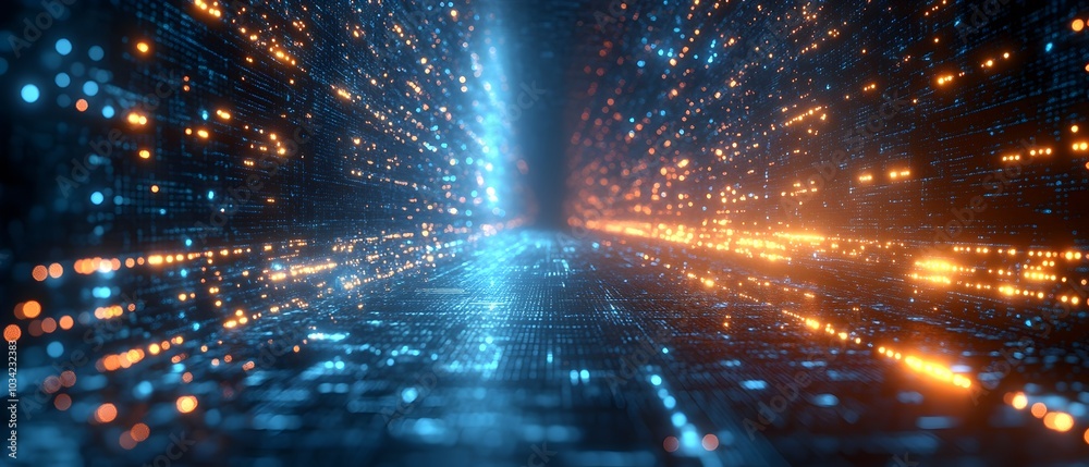 Aufkleber glowing futuristic digital environment showcasing advanced scientific instrumentation data processin