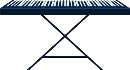 Modern electronic piano keyboard synthesizer standing on stage on a white background © nsit0108