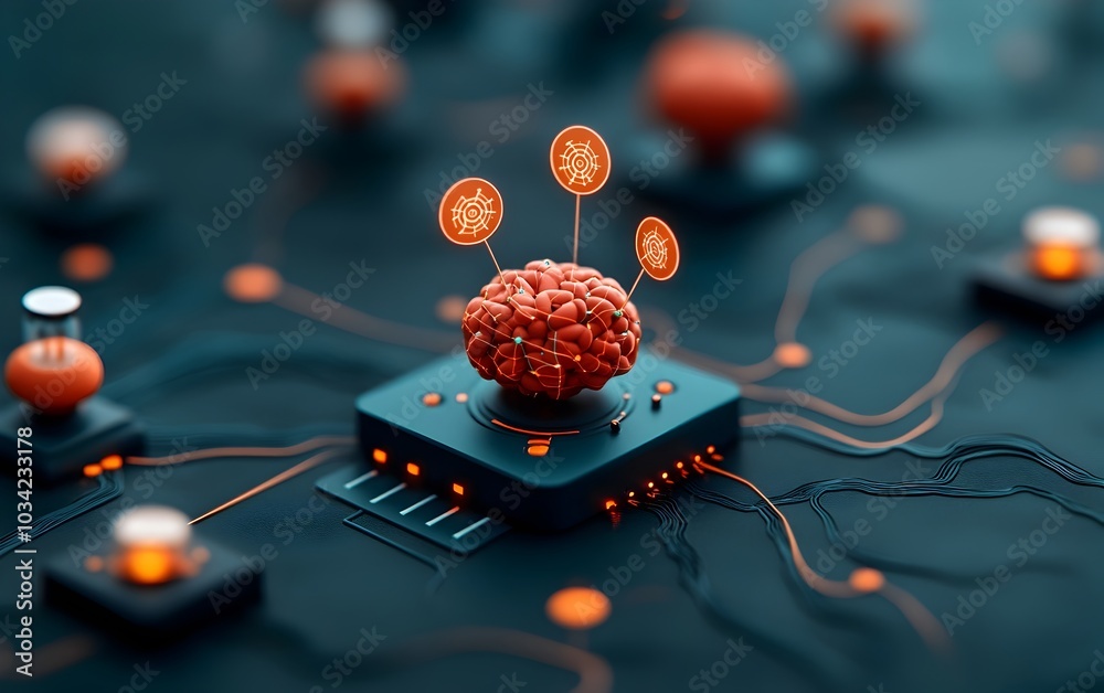 Poster innovative digital frontier showcasing dynamic neural topologies intelligent data routing frameworks