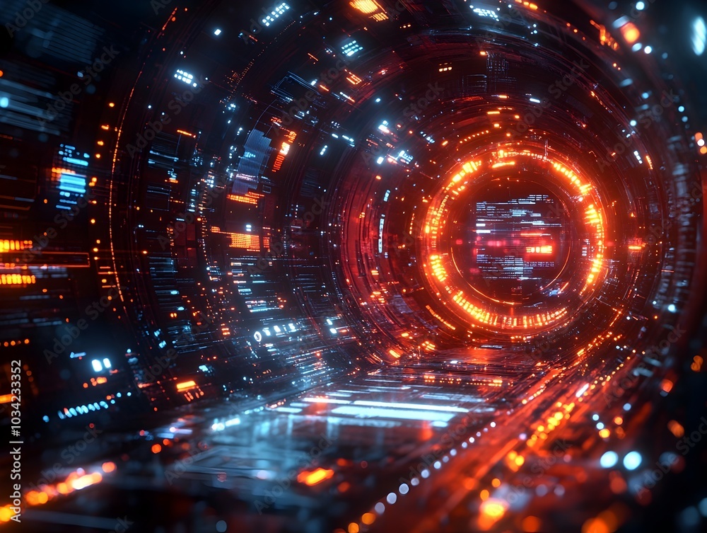 Poster vibrant and futuristic digital realm suitable for depicting immersive data visualizations interactiv
