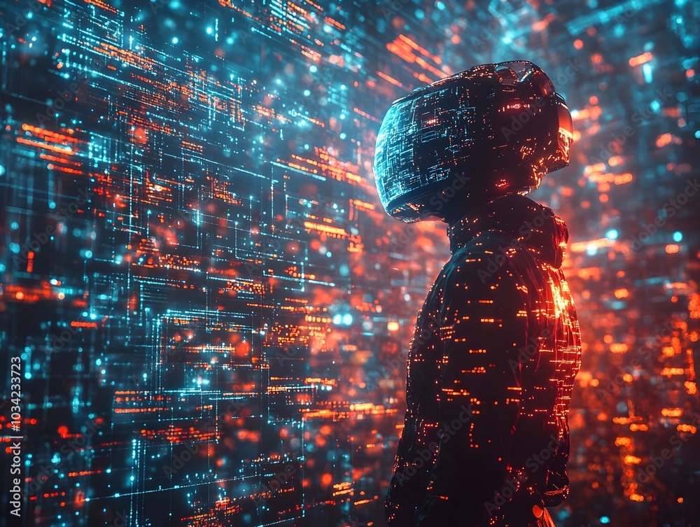 Poster luminous and captivating digital realm suitable for showcasing immersive data visualizations interac