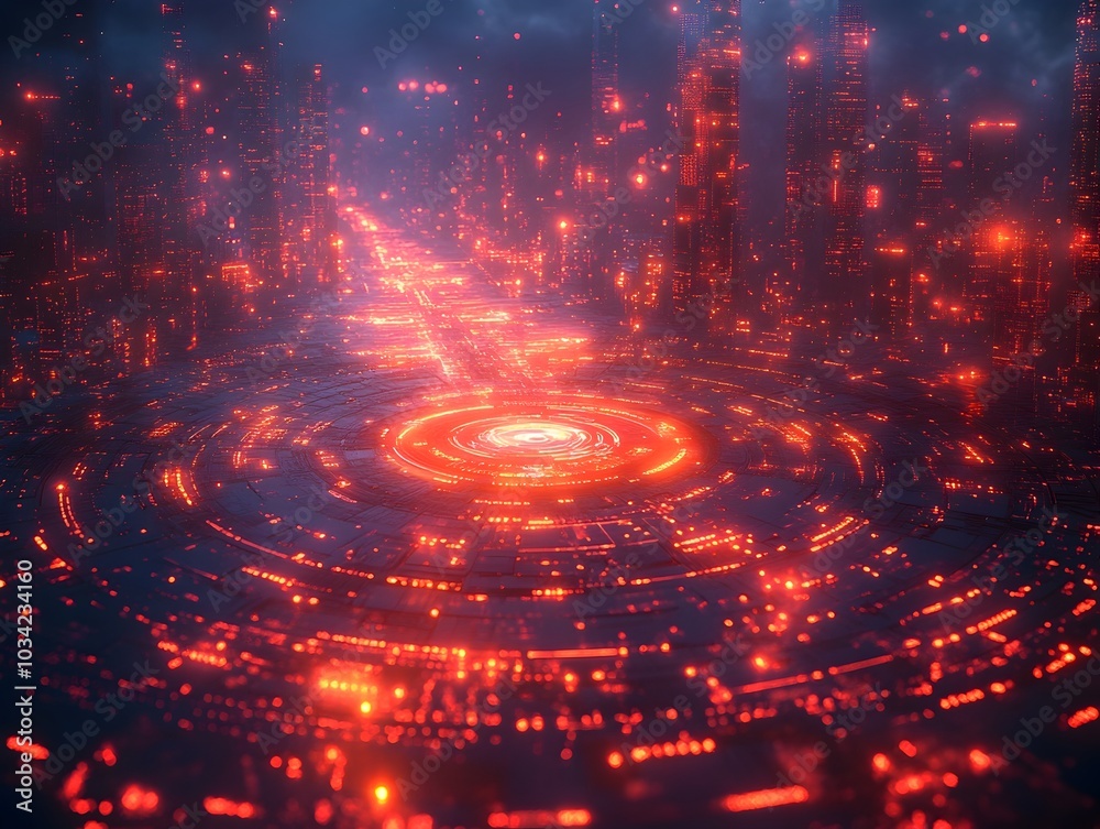 Poster glowing digital realm with a futuristic surreal and ethereal atmosphere ideal for depicting immersiv