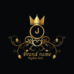 Web creative  new latter j logo design  and latter  initial logo. j monogram latter logo , golden  new j logo design with black color ,new template design