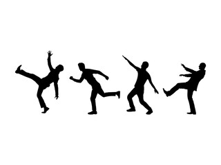 Male funny pose silhouette. Male funny pose isolated on a white background. Good use for symbols, logos, mascots, icons, signs, webs, or any design you want.