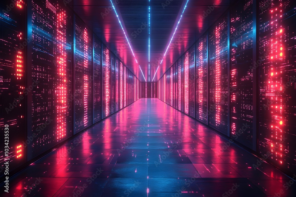 Poster visually captivating digital landscape highlighting the future of technological innovation quantum c