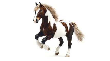 Obraz premium A dynamic horse captured in mid-gallop, showcasing its strength and grace against a minimalist background.