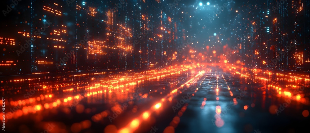 Poster cinematic digital environment showcasing advanced scientific instrumentation computational modeling 