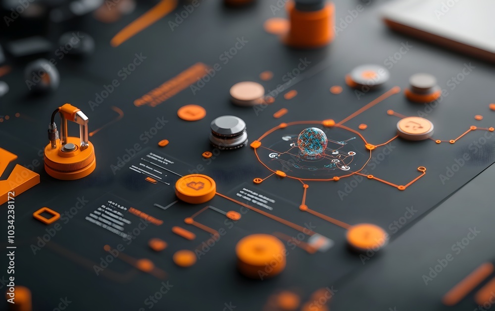 Poster an abstract visualization of a futuristic digital ecosystem featuring adaptive neural network archit