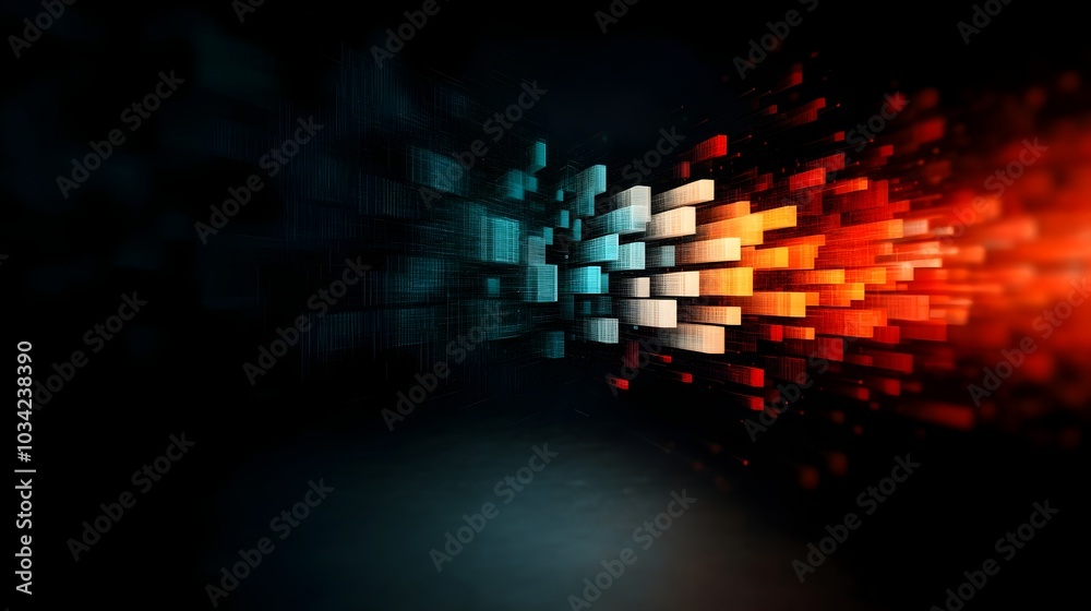 Poster futuristic digital landscape featuring a complex neural network pattern sleek data transmission arra