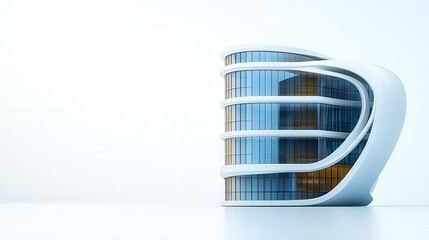 3d Business building with rounded edges