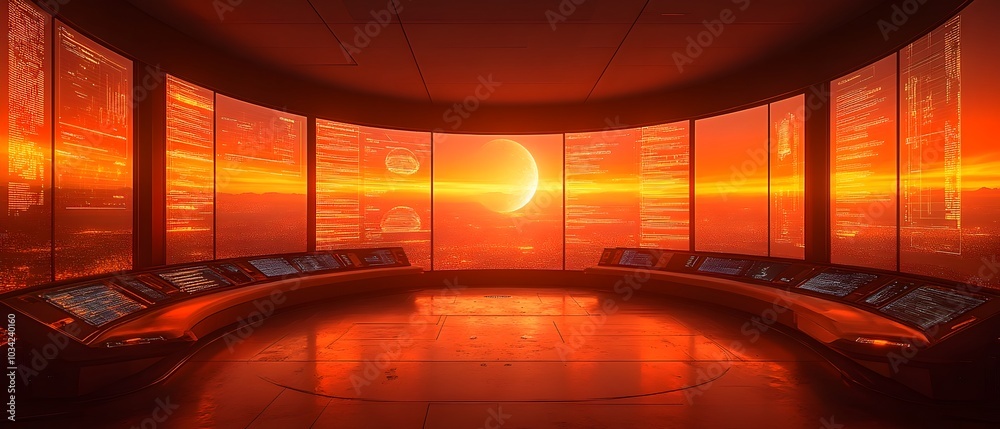 Poster luminous digital environment showcasing advanced scientific instrumentation data processing and anal