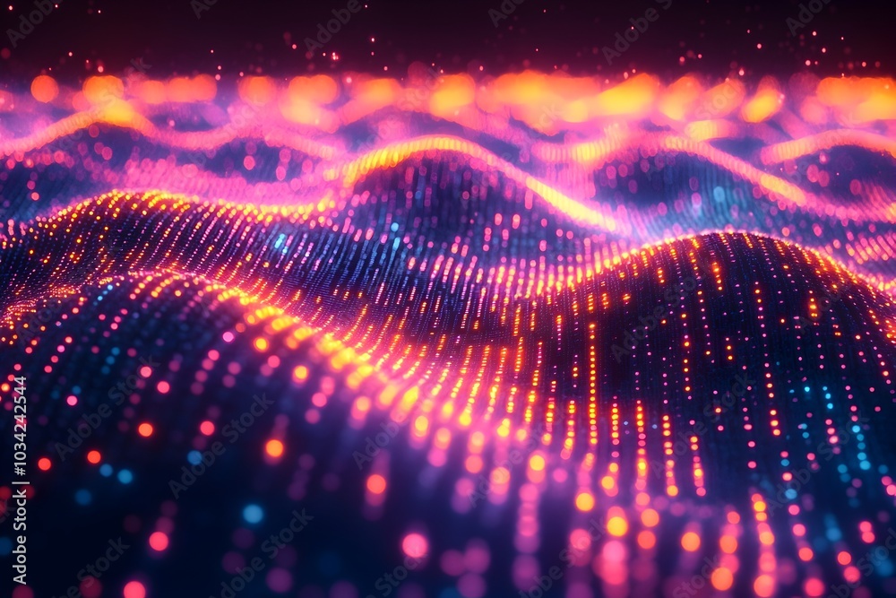 Poster immersive and dynamic digital backdrop showcasing the complexity of neural networks data transmissio