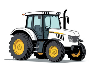 white tractor isolated on white background