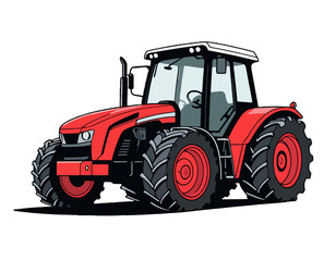red tractor isolated on white background