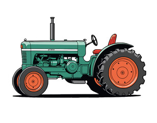 green tractor isolated on white background