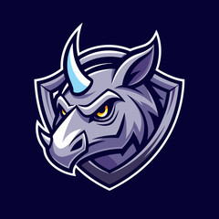 simple line rhinoceros gaming mascot logo isolated