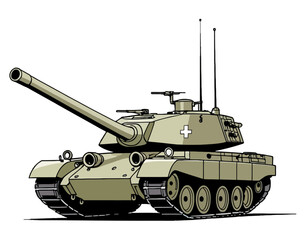 military tank isolated on white background