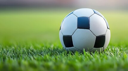 Fototapeta premium Soccer Ball on Green Grass Field