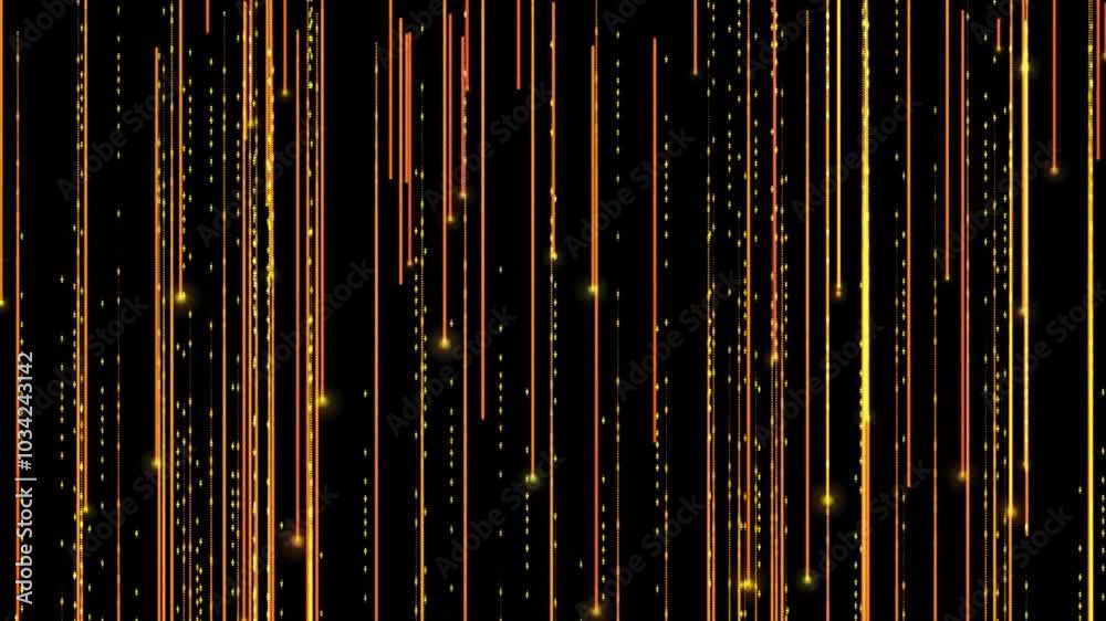 Wall mural abstract composition of vertical orange light trails on a black background. digital visual effect fo