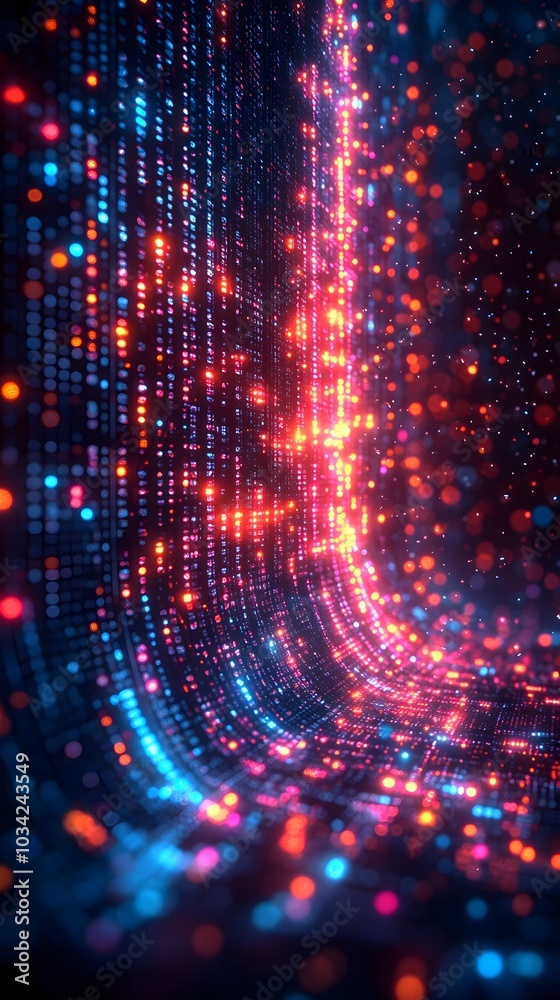 Poster futuristic digital background with neon lit circuit boards cascading data streams quantum entangleme