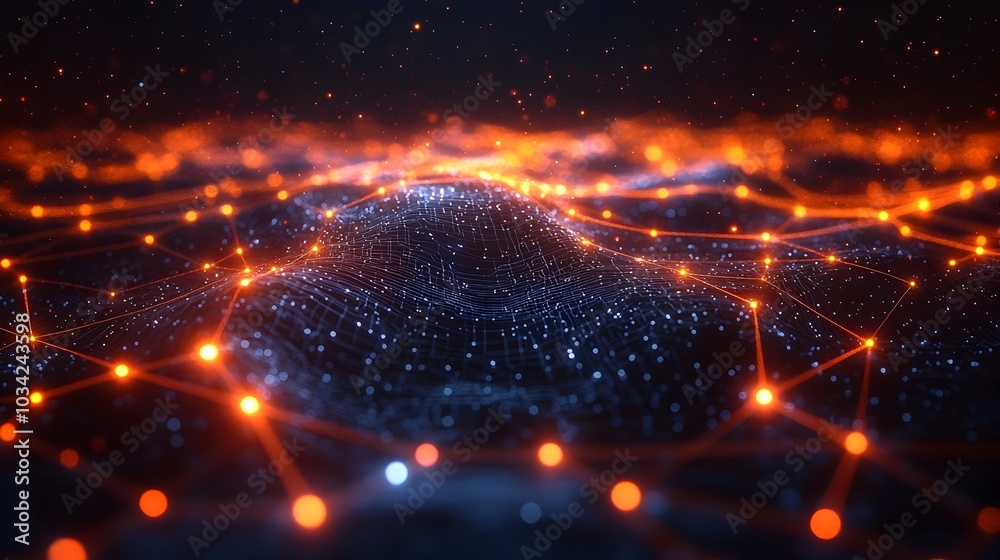 Poster futuristic digital background featuring an intricate circuit pattern pulsing energy fields and glowi