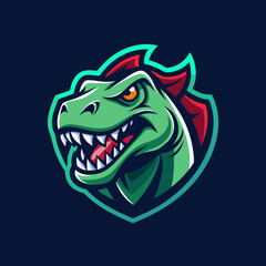  simple line tyrannosaurus gaming mascot logo isolate