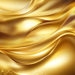 Fototapeta premium A smooth, flowing golden fabric texture with shimmering highlights, evoking luxury and elegance.