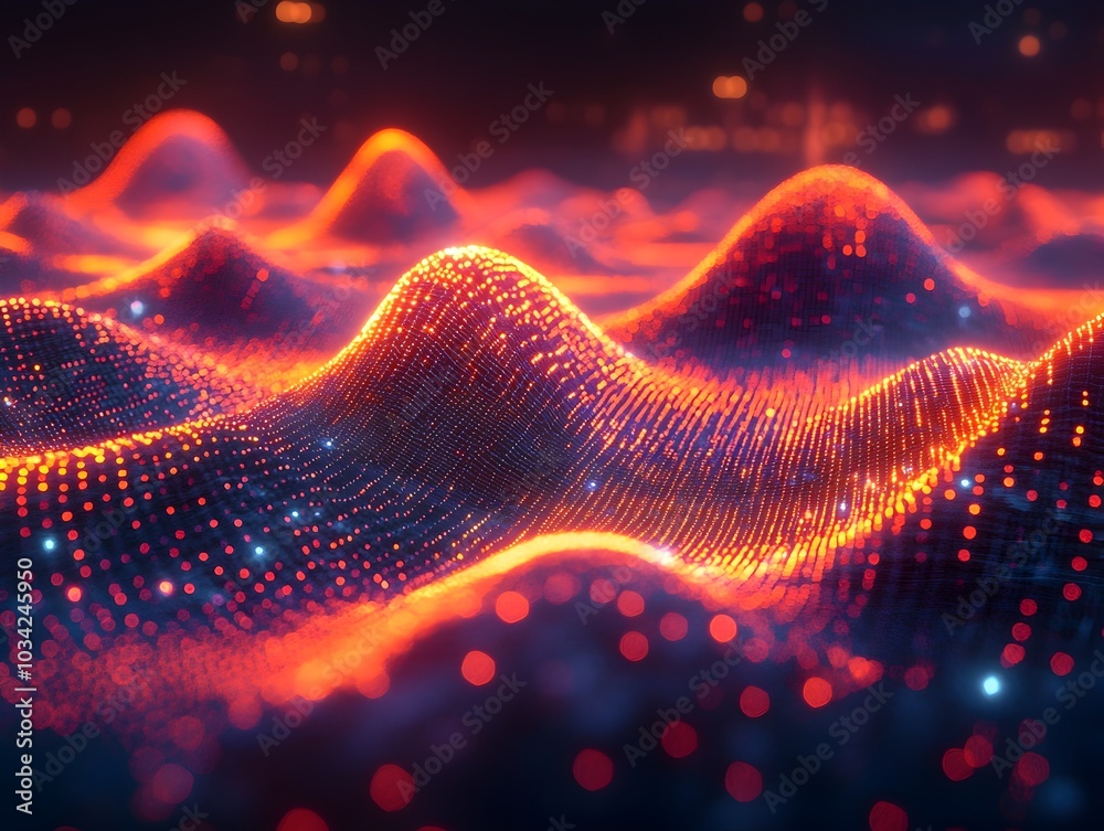 Poster vibrant futuristic digital environment with dynamic fluid shapes and patterns suitable for depicting