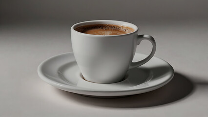 Obraz premium Coffee mug hot drink paper cup icon illustrated cinnamon and saucer wooden table realistic ove background