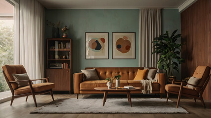 Fototapeta premium Retro Revival: Where Past Meets Future. Retro interior.