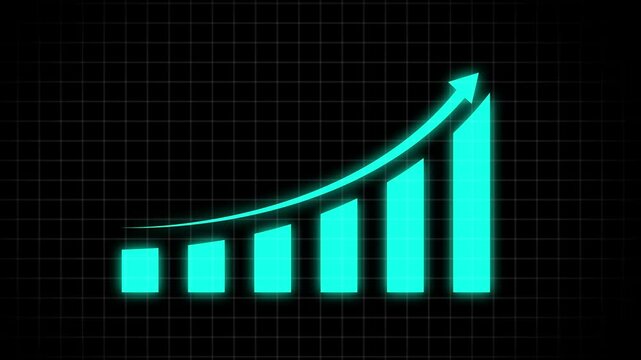 cyan color Abstract business growth and graph chart icon animation background.