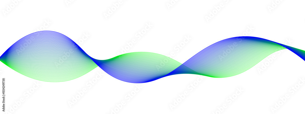 Poster Vector wave dynamic music lines. Blue and green abstract lines. Sound waves on transparent background for your design. Vector EPS 10