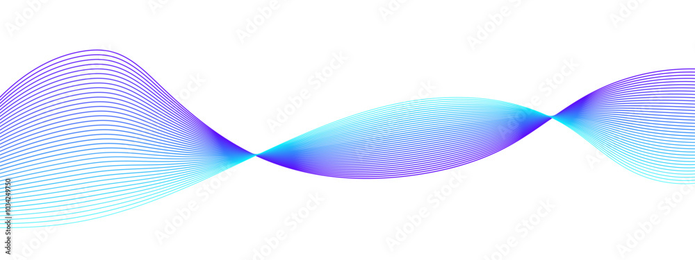 Poster Vector wave dynamic music lines. Blue-violet abstract lines. Sound waves on transparent background for your design. Vector EPS 10